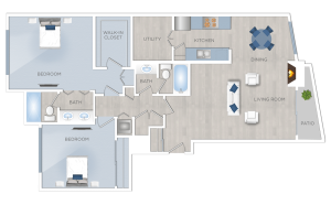 Apartments in Toluca Lake A floor plan of a two bedroom apartment in Toluca Lake.