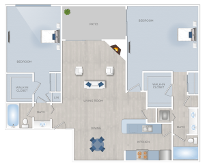 Apartments in Toluca Lake A floor plan of an apartment in Toluca Lake available for rent.