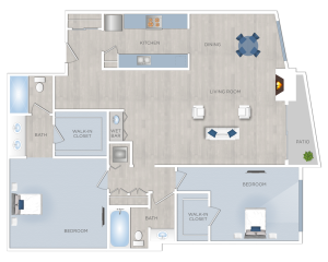 Apartments in Toluca Lake A floor plan of an apartment in Toluca Lake available for rent.