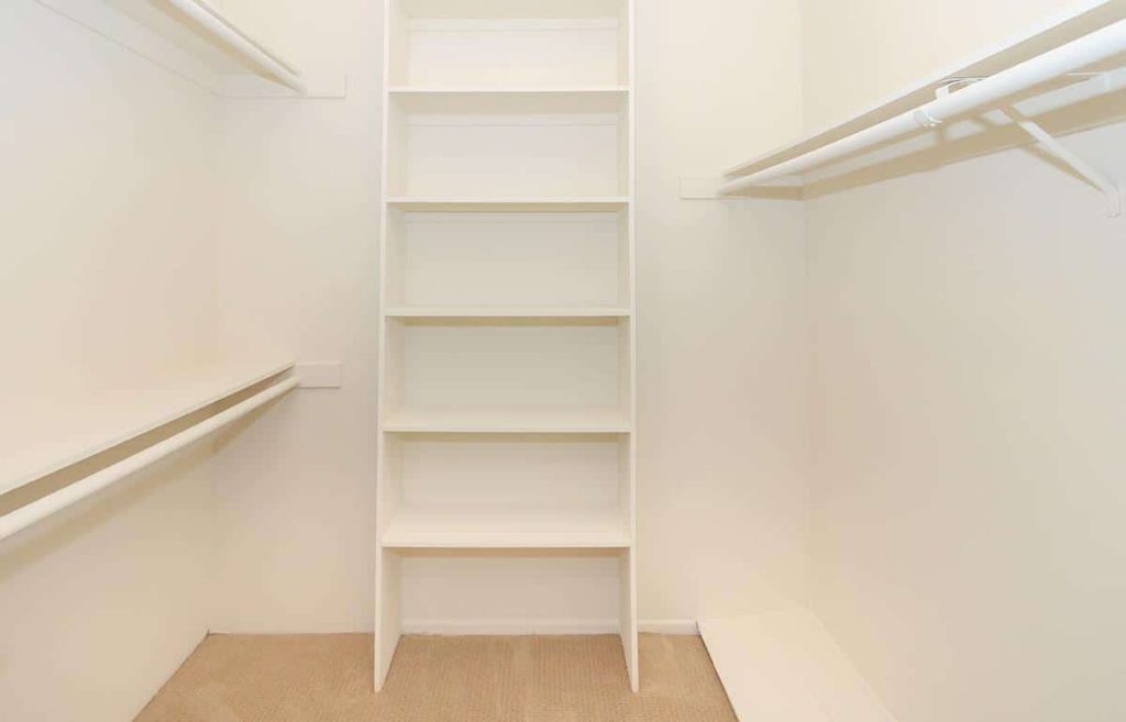 Apartments in Toluca Lake A white closet with multiple shelves.